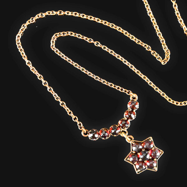 Antique Bohemian Garnet Star Necklace - Boylerpf