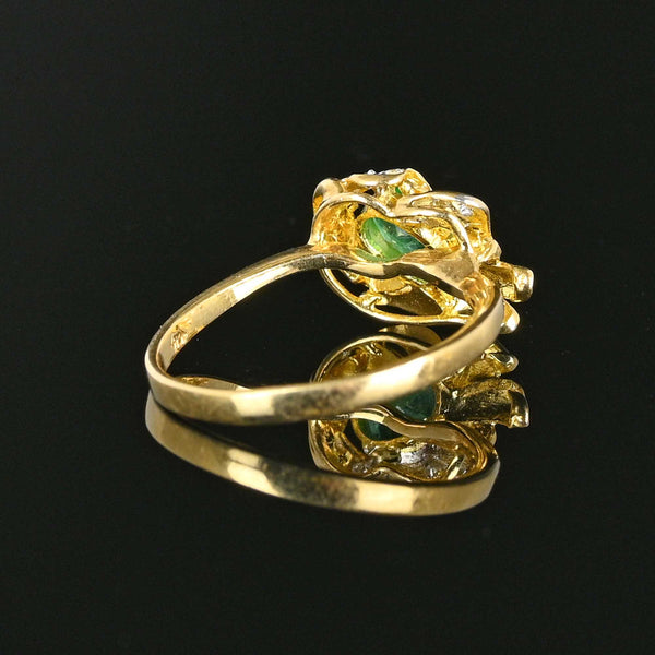 Vintage 14K Gold Bow Diamond Emerald Ring - Boylerpf