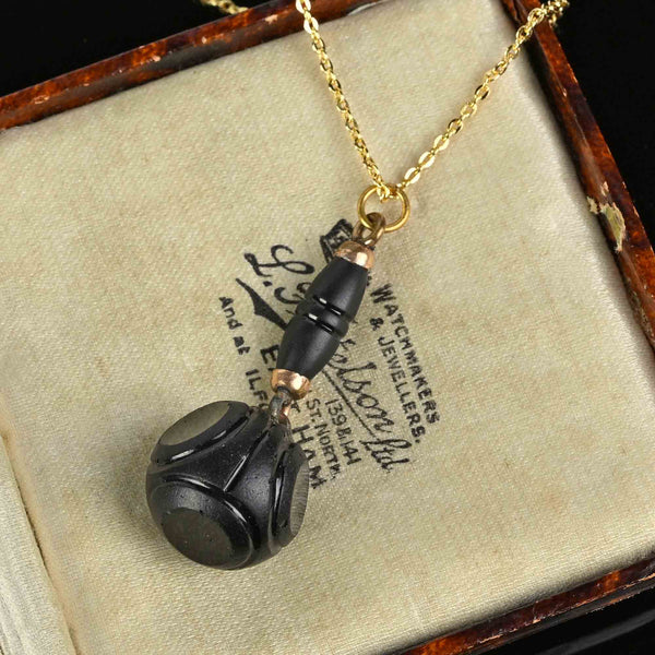 Victorian French Jet Pendant Necklace - Boylerpf