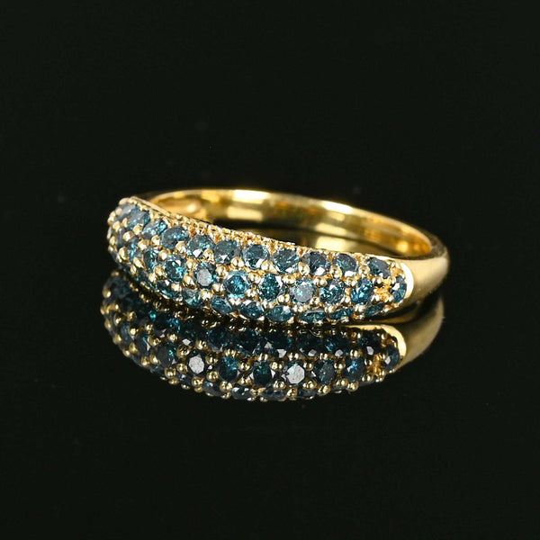 Vintage 14K Gold Blue Diamond Ring Band - Boylerpf