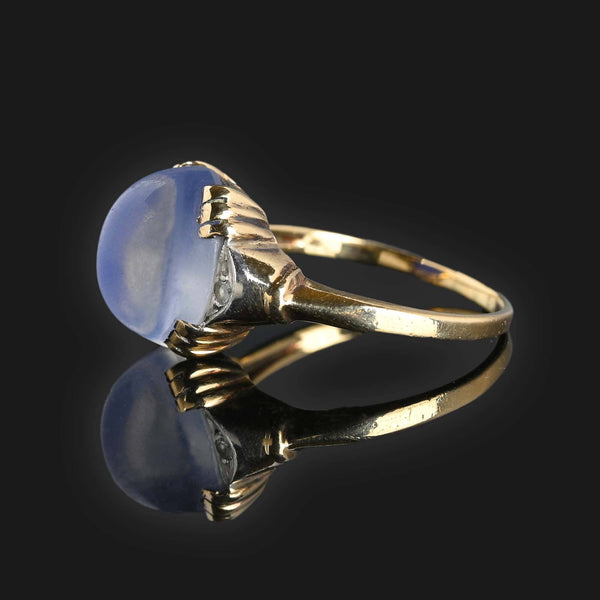 Art Deco Foil Back Aquamarine Ring in Gold - Boylerpf