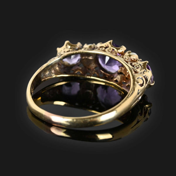 Gold Pearl and Amethyst Victorian Style Ring - Boylerpf