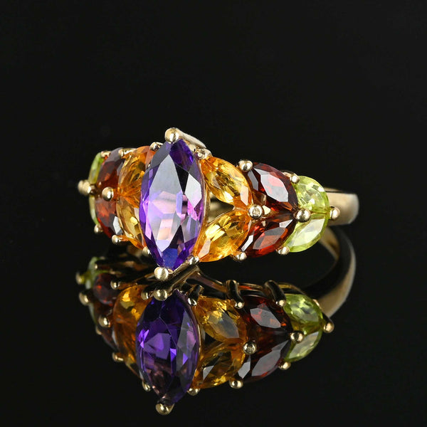 Vintage 14K Gold Multi Gemstone Cluster Ring - Boylerpf