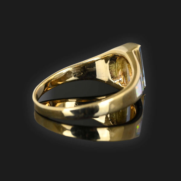14K Gold Blue Topaz Baguette Opal Ring - Boylerpf