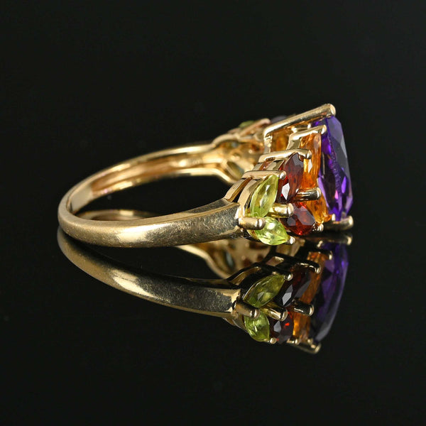 Vintage 14K Gold Multi Gemstone Cluster Ring - Boylerpf