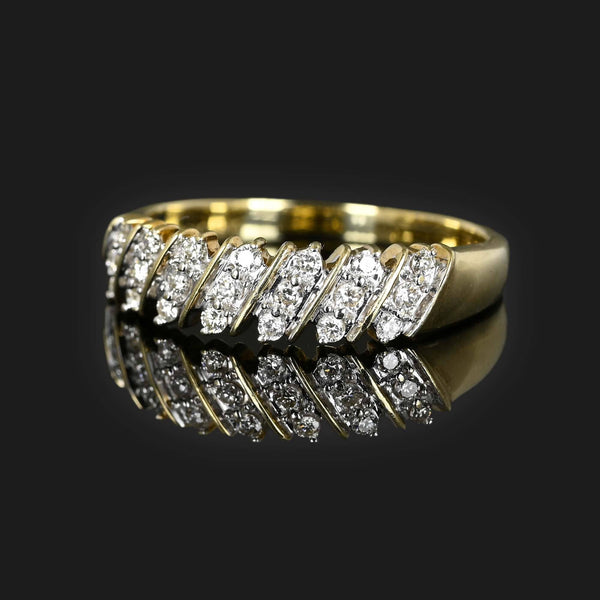 Vintage Gold Three Row Diamond Ring - Boylerpf