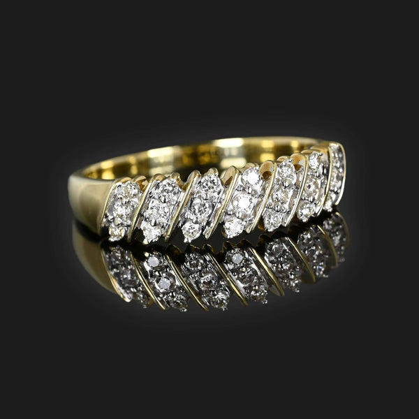 Vintage Gold Three Row Diamond Ring - Boylerpf