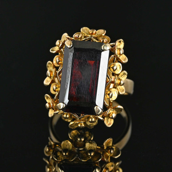 Vintage Flower Cluster Garnet Ring in 14K Gold - Boylerpf