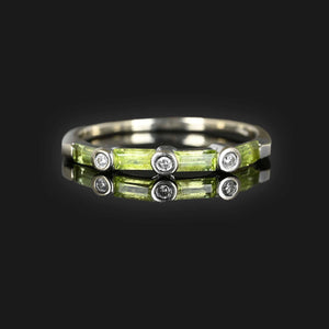 Modern Peridot Baguette Diamond Band Ring - Boylerpf