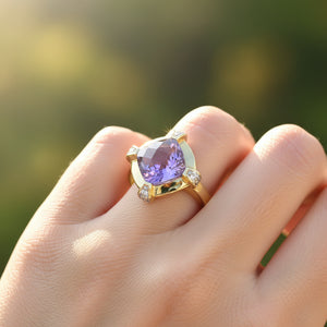 Vintage Cushion Checkerboard Cut Amethyst Ring - Boylerpf