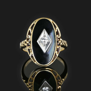 Vintage Black Onyx Diamond Ring in Gold - Boylerpf