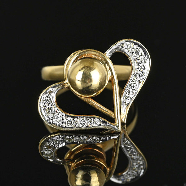 Vintage Spinning Diamond Heart Ring in 14K Gold - Boylerpf