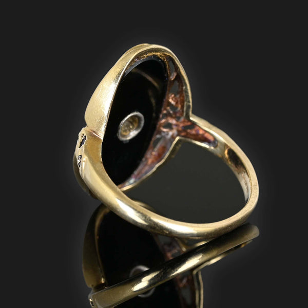 Vintage 10K Gold Diamond Black Onyx Ring – Boylerpf