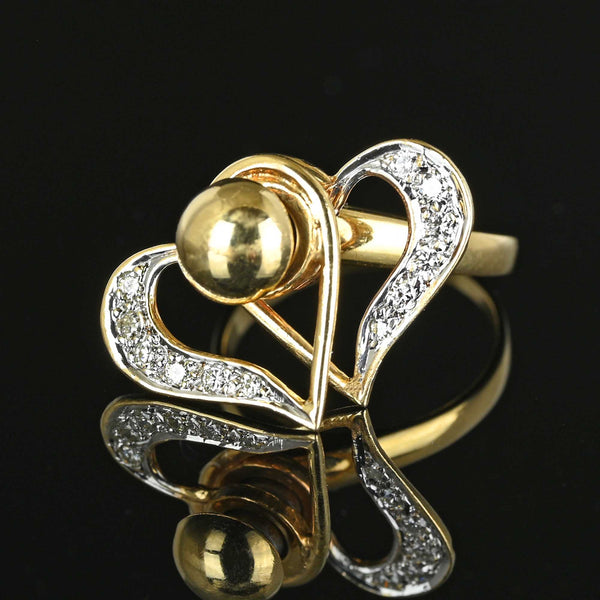 Vintage Spinning Diamond Heart Ring in 14K Gold - Boylerpf