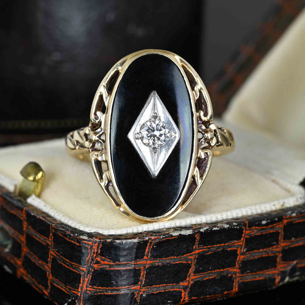 Coffin Shape Black Onyx Engagement Ring Set Marquise Moissanite Cluster Art  Deco Stacking Band Bridal Promise Set