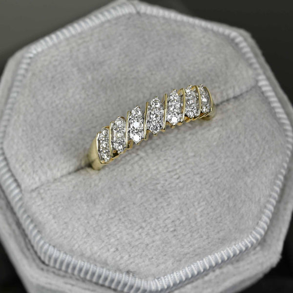 Vintage Gold Three Row Diamond Ring - Boylerpf