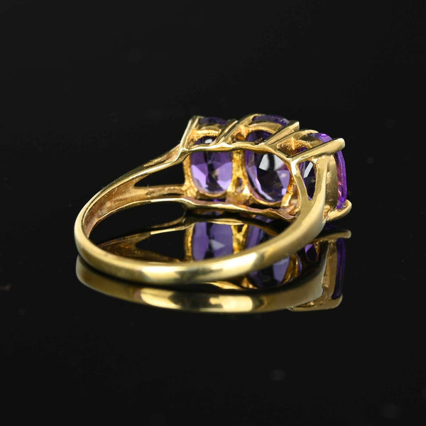 Vintage Three Stone Amethyst Ring in Gold - Boylerpf