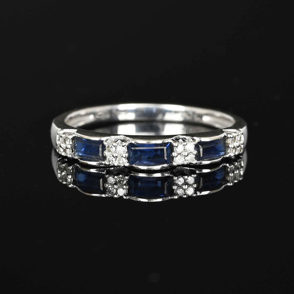 Vintage Diamond Baguette Sapphire Band Ring - Boylerpf