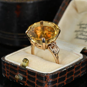 Retro 20 Carat Citrine Ring in 14K Gold - Boylerpf