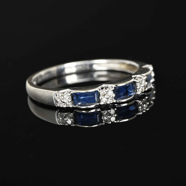 Vintage Diamond Baguette Sapphire Band Ring - Boylerpf