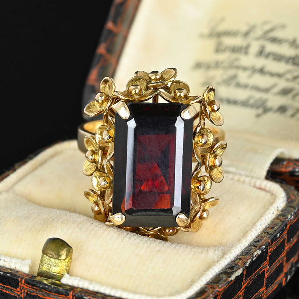 Vintage Flower Cluster Garnet Ring in 14K Gold - Boylerpf