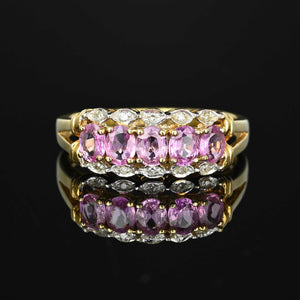 Vintage Pink Sapphire Diamond Accent Ring in Gold - Boylerpf