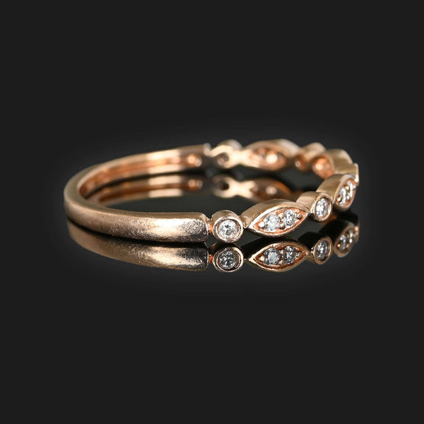 Scallop Edge Rose Gold Diamond Band Ring - Boylerpf