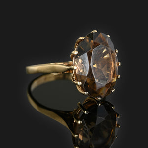 Vintage Oval Smoky Quartz Ring in Gold - Boylerpf