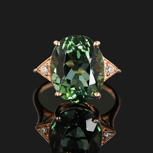 Rose Gold Diamond Green Amethyst Prasiolite Ring - Boylerpf