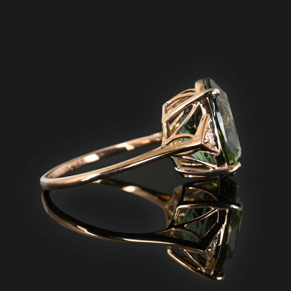 Rose Gold Diamond Green Amethyst Prasiolite Ring - Boylerpf