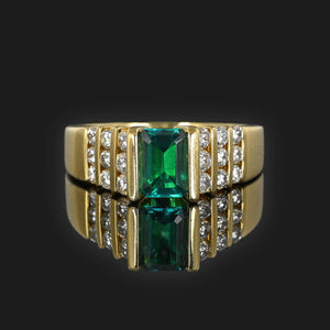 Vintage 14K Gold Emerald and Diamond Ring - Boylerpf