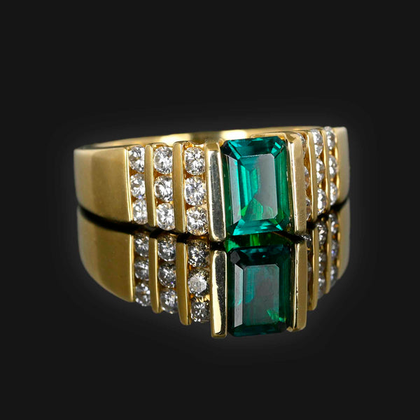 Vintage 14K Gold Emerald and Diamond Ring - Boylerpf