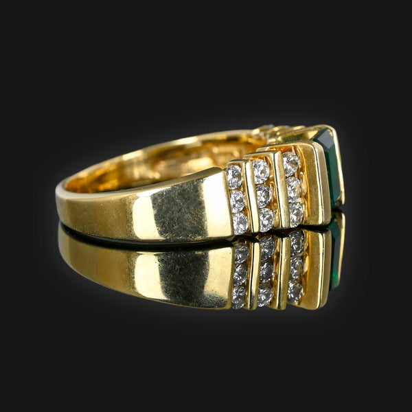 Vintage 14K Gold Emerald and Diamond Ring - Boylerpf