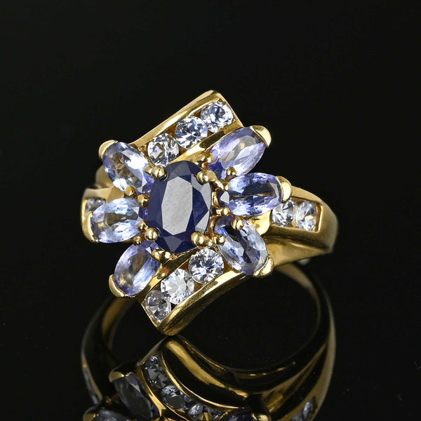 Vintage Tanzanite Topaz Sapphire Cluster Ring - Boylerpf