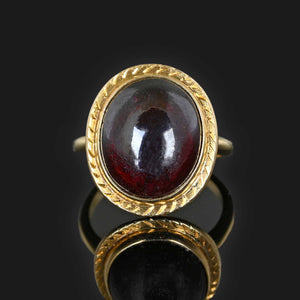 Vintage Cabochon Garnet Ring in 14K Gold - Boylerpf