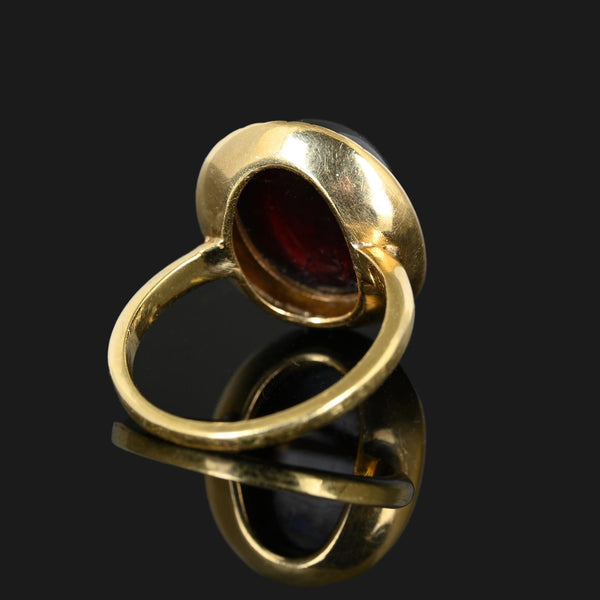 Vintage Cabochon Garnet Ring in 14K Gold - Boylerpf