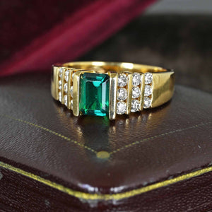 Vintage 14K Gold Emerald and Diamond Ring - Boylerpf