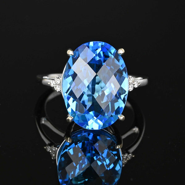 Brilliance Fine Jewelry Genuine Blue Topaz Diamond Accent Ring in Sterling  Silver and 10K Yellow Gold - Walmart.com