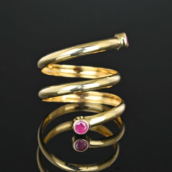 Vintage Ruby Spiral Wrap Snake Ring in 14K Gold - Boylerpf