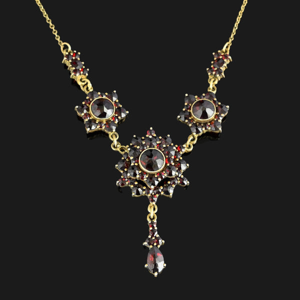 Antique Bohemian Garnet Pendant Necklace - Boylerpf