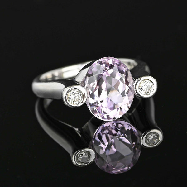 Vintage Sonia Bitton Diamond Kunzite Ring in 14K White Gold - Boylerpf