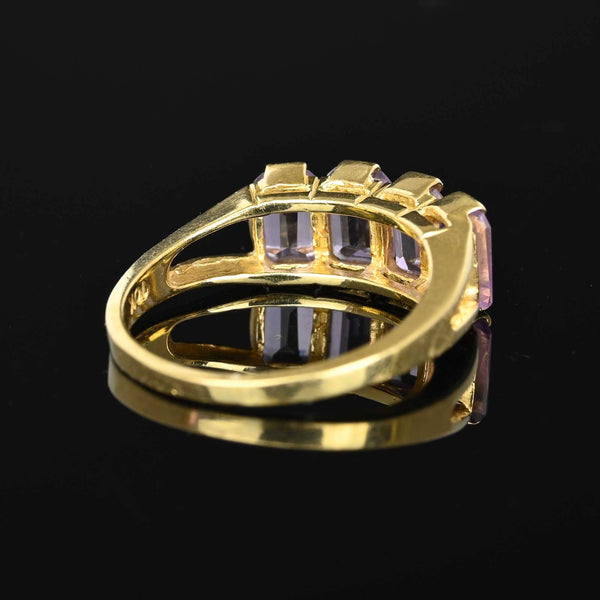 Vintage Four Stone Emerald Cut Pale Amethyst Ring in Gold - Boylerpf