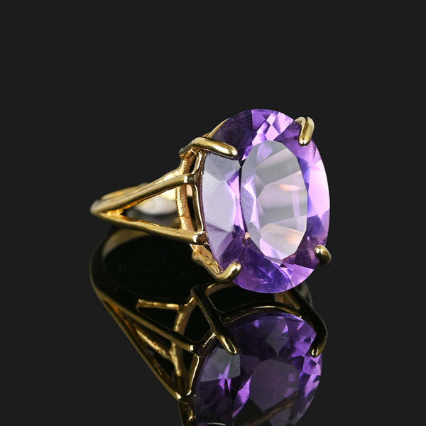 High Profile 6 Carat Amethyst Ring in Gold - Boylerpf