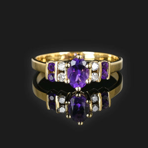 Vintage Diamond and Amethyst Ring in 14K Gold - Boylerpf