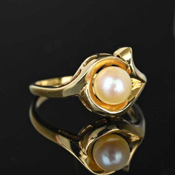 Vintage Pearl Solitaire Ring in 10K Gold - Boylerpf