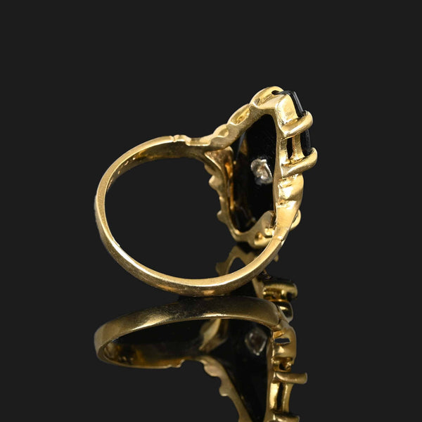 Marquise Black Onyx and Diamond Ring in 14K Gold - Boylerpf