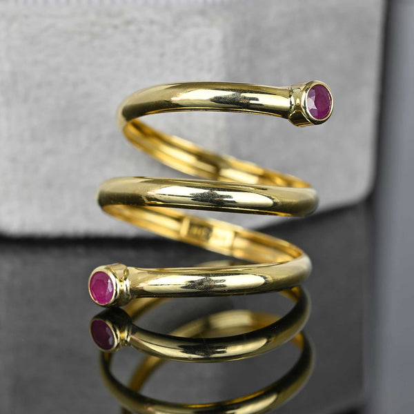 Vintage Ruby Spiral Wrap Snake Ring in 14K Gold - Boylerpf