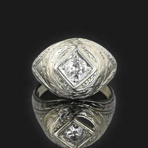Antique .40 Carat Art Deco Diamond Ring in 14K White Gold - Boylerpf