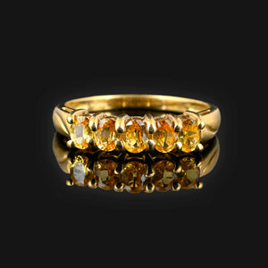 Five Stone Yellow Sapphire Ring in Gold - Boylerpf