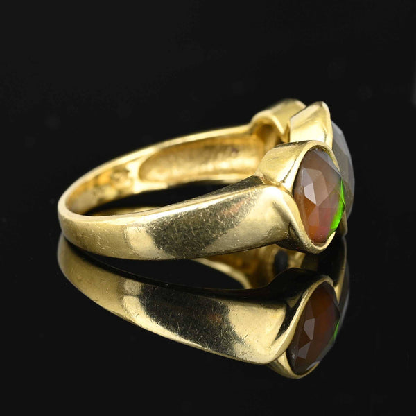 Modern 14K Gold Rose Cut Ammolite Ring - Boylerpf
